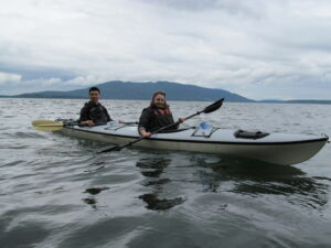 International students,Fernando Budiargo and Alexandra Kohtze, on a kayaking trip at  Larabee State Park.