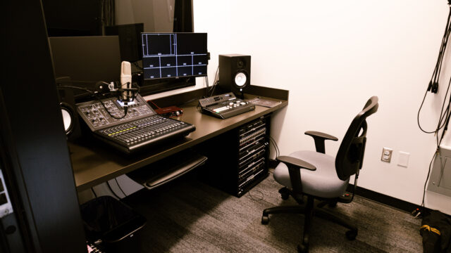The Media Center has two professional audio mixing booths that can be reserved for recording and editing audio.